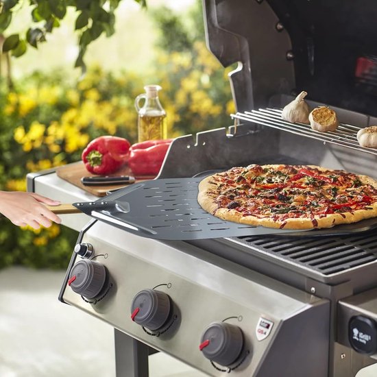 Pizzaschep met afneembare houten handgreep, aluminium pizzaschep, perfect voor pizza-accessoires (70 x 30 cm) — afbeelding 2
