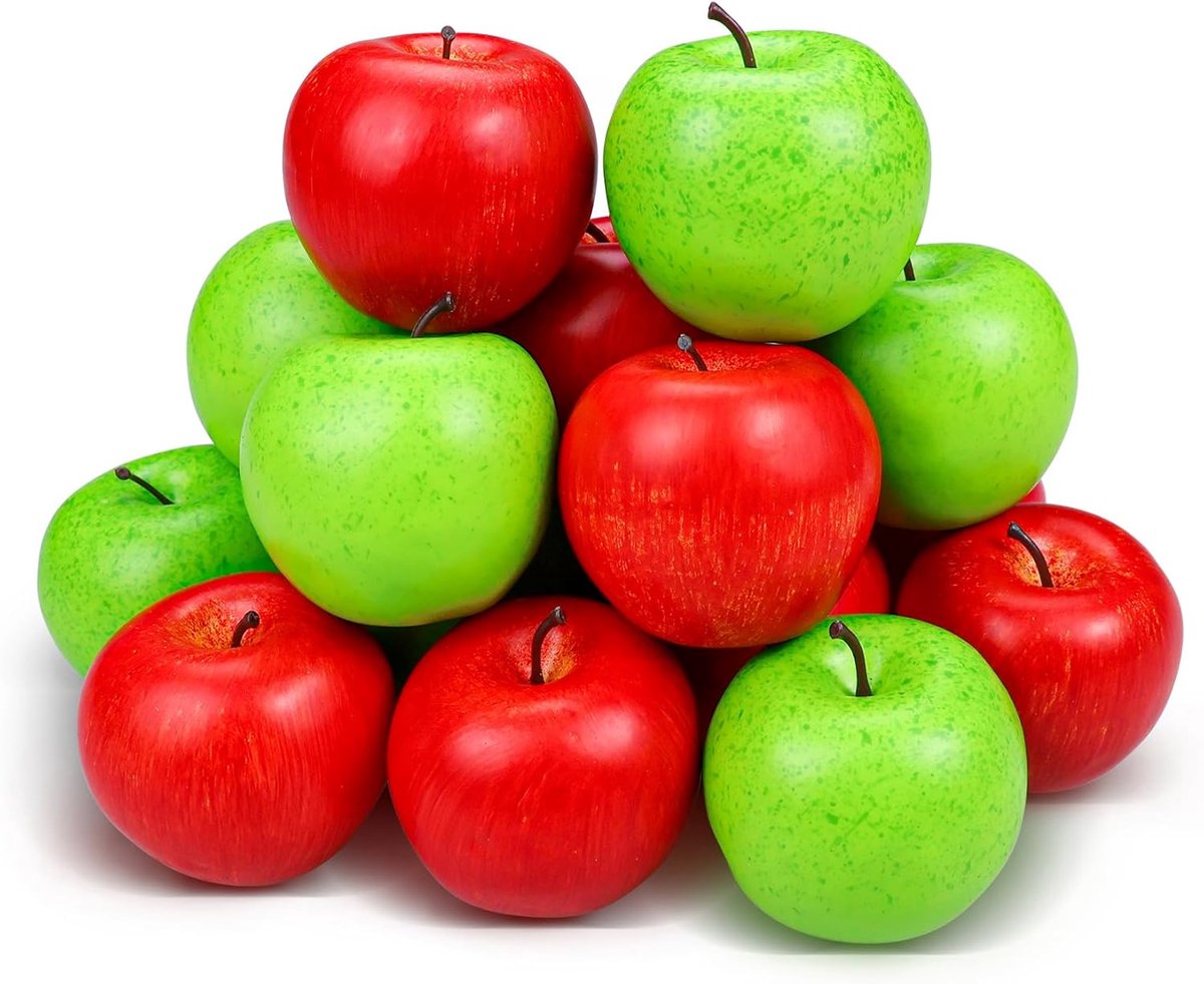 20 Stuks Nepappels, Kunstmatige Vruchten, Nep Rode Appels Voor Huisdecoratie, Kerstfeest, Levensechte Appel Voor Knutselwerk, Nepvruchten Keukenpresentatie, 10 Rode + 10 Groene