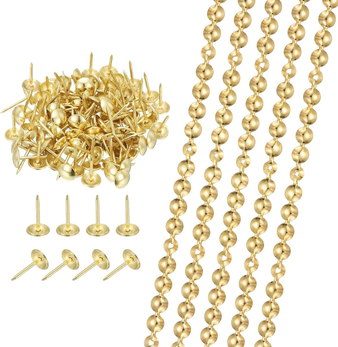 Nagelstrips, decoratieve nagels voor bank, headboard, meubels, doe-het-zelf, met upholstery nagels (9,5 mm, goud)