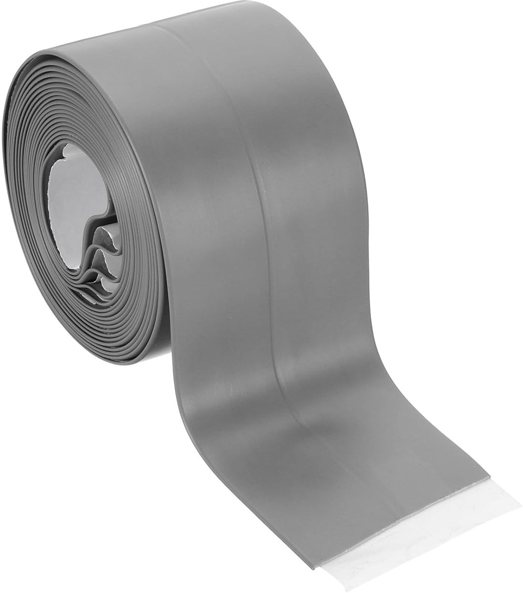 Afdichtingstape, 5 x 25 m, pvc-afdichtstrip, zelfklevende afdichtingstape, waterdicht, randbescherming voor accessoires, badkamer, keuken, grijs