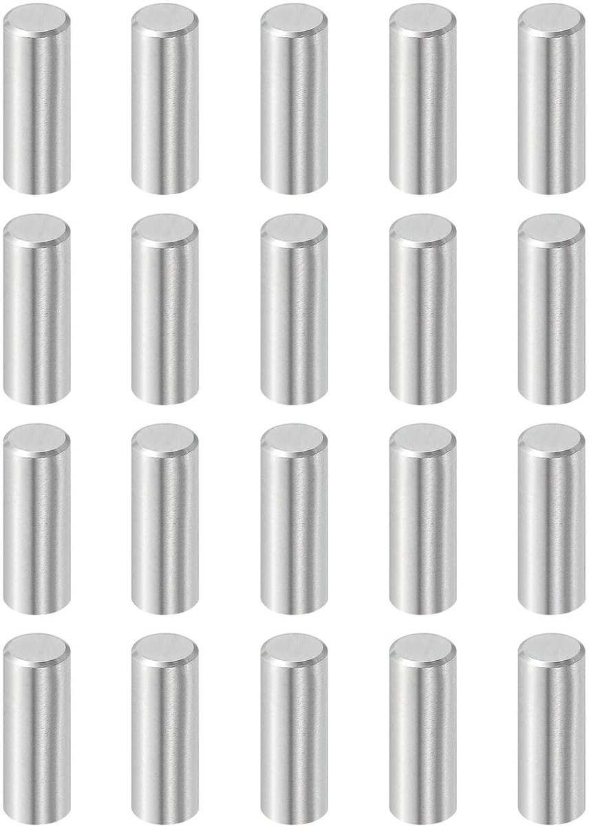 20 stuks 8 mm x 22 mm plugstiften, 304 roestvrij staal, cilindrische planksteunpinnen, positioneringspen, plankbevestigingselementen voor boekenkast, kast, meubelcomponent (GB119), zilver