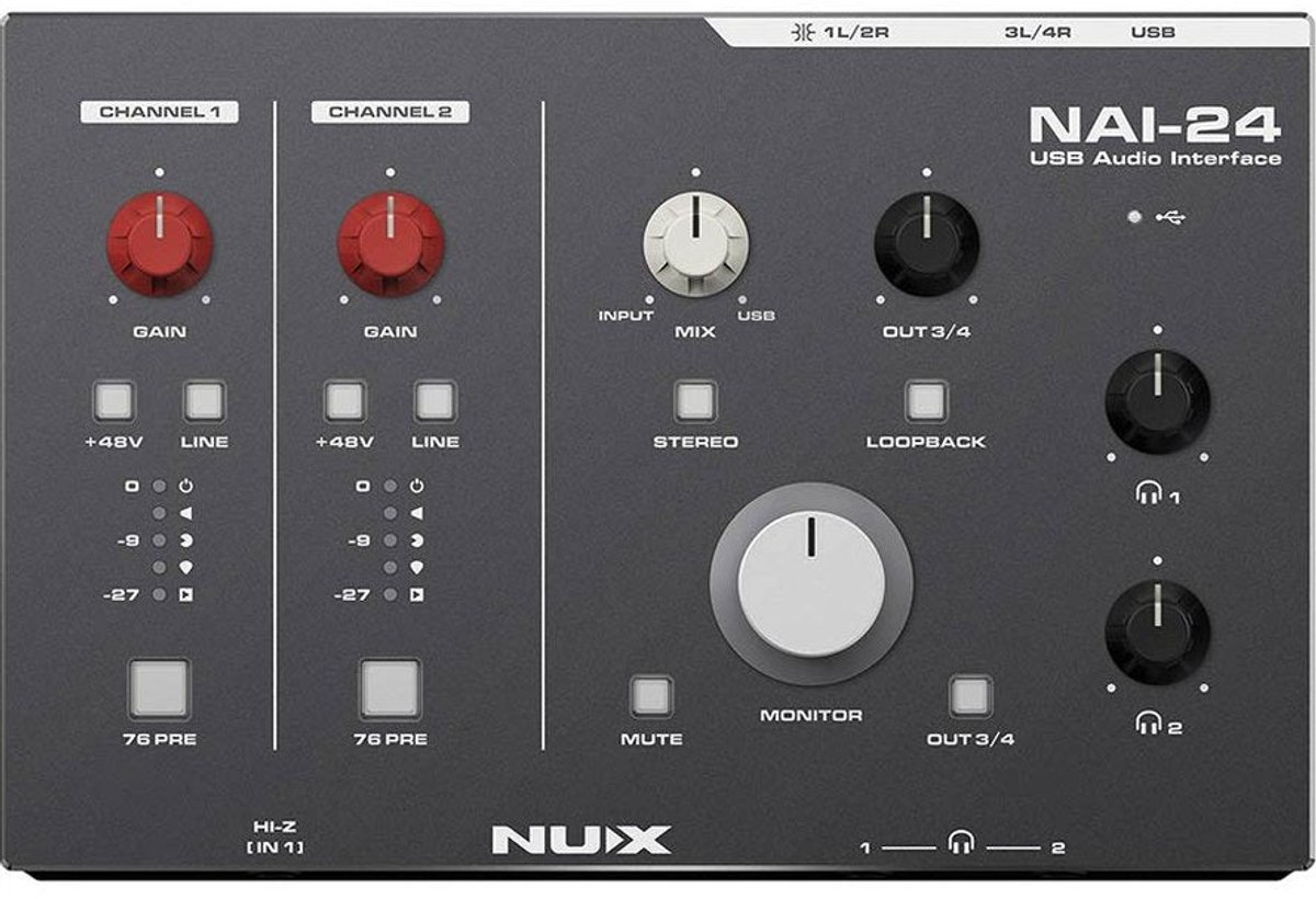 NUX NAI-24 USB audio interface Klasse A 2-in/4-out