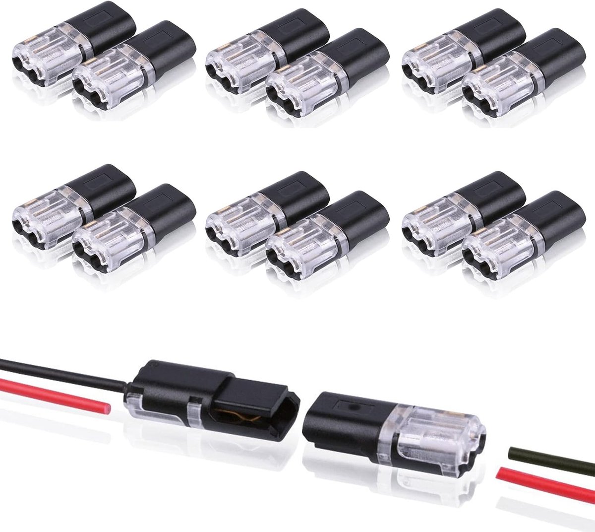 12 stuks 2-polige kabelverbinders, autoconnectoren, klemverbinder, 18-24 AWG draad-snelverbinder, voor auto, vrachtwagen, kajak, boten