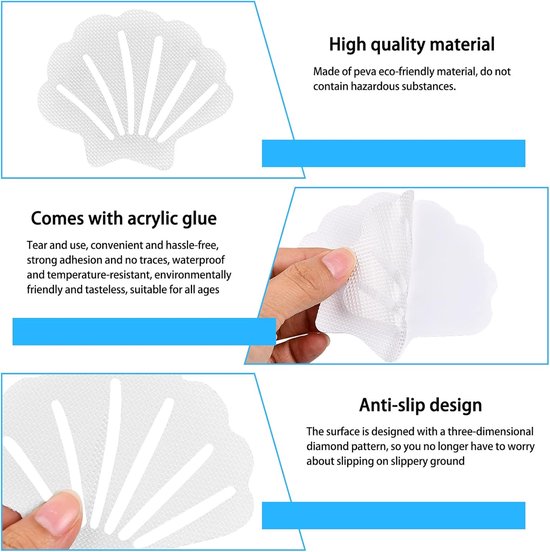 20 stuks antislipstickers voor in de badkuip, mat, shell-vorm, antislip pads, voor douche, transparant, zelfklevende anti-slip stickers, voor trappen, antislip oppervlakken — afbeelding 2