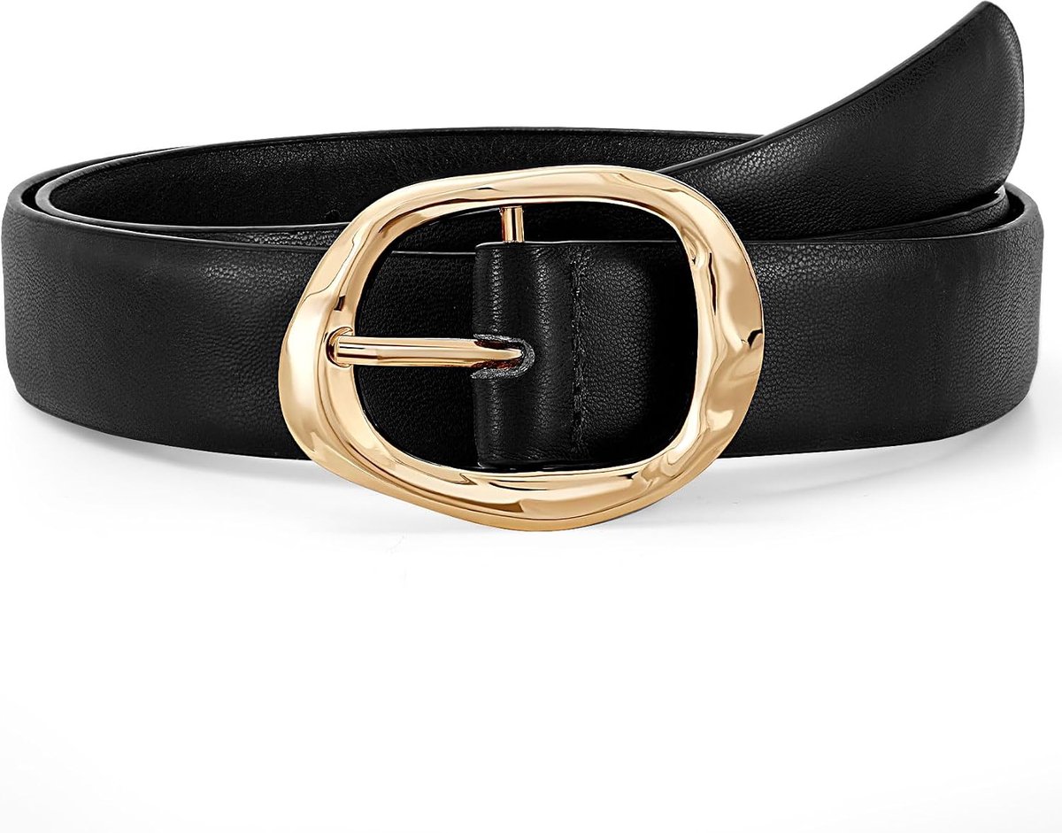Leren damesriem voor jeans, broek, casual, taille, riem, mode, damesriem met gouden gesp