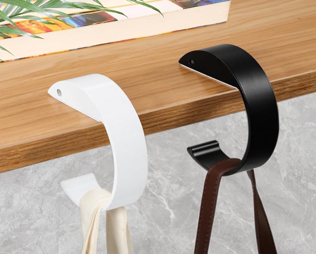 Tassenhouder voor tafel, 2 stuks handtassenhouders voor tafel, antislip zakhaken, handtassenhouder, tafelhaak, robuuste portemonnee, tafelhaak, draagbaar voor bureau, kantoor