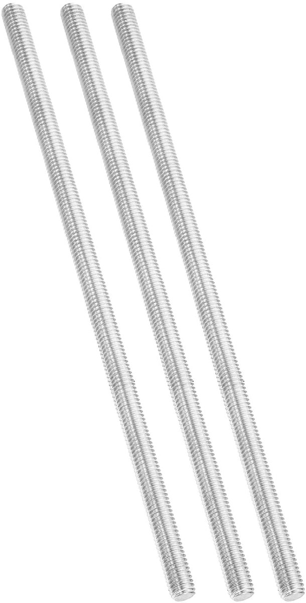 3/8"-16 UNC volledige schroefdraadstang roestvrij staal 304, 3 stuks 10 inch lange schroefdraad rechtse schroefdraad voor bouten anker klemmen haak U-bouten
