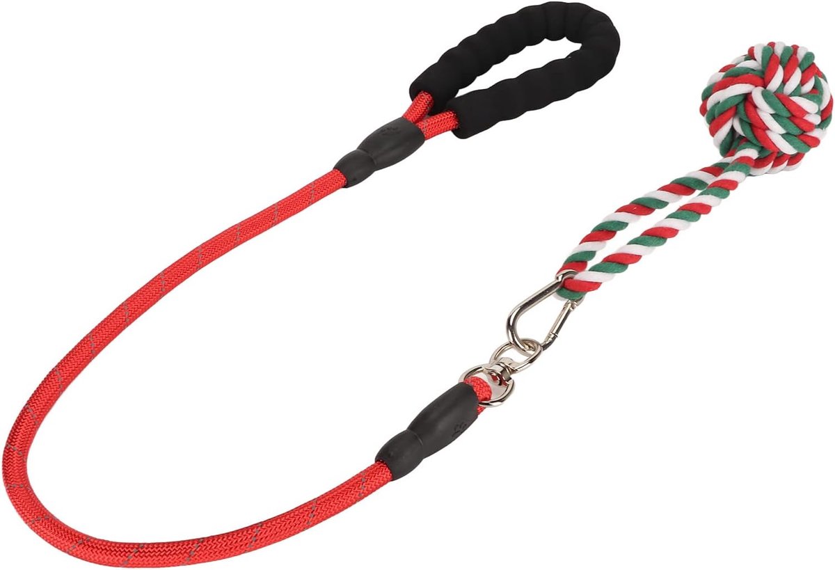Bungee Tug Interactief Duurzaam Tandenknarsen Schone Tanden Katoenen Huisdierkauwspeelgoed Touw voor Hond Middelgrote Tot Grote Rassen Gebitsreiniging Kauwspeelgoed (Rood)