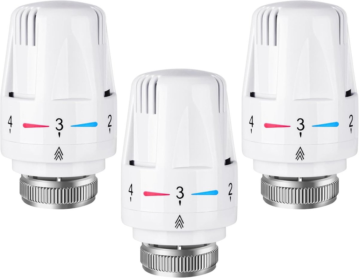 Radiatorthermostaat, 3 stuks, M30 x 1,5 thermostaatkop, radiatorventiel, standaard verwarmingspatroon, vervangende kop voor radiator, kantoor, thuis