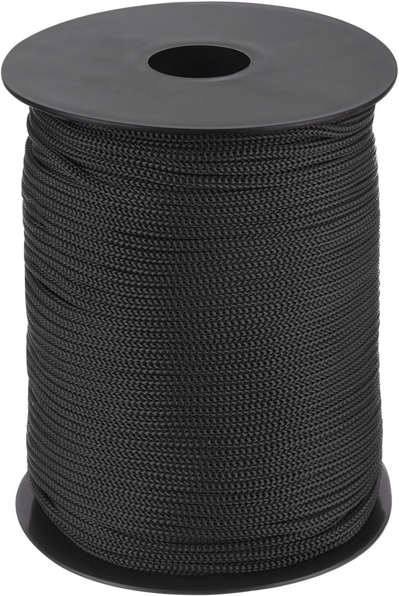 Touw, 3 mm, polypropyleen touw, 100m PP gevlochten lijn, textieltouw, lijn, nylon koord, scheurvast touw, kunststof touw voor waslijn, camping, wandelen, outdoor, zwart
