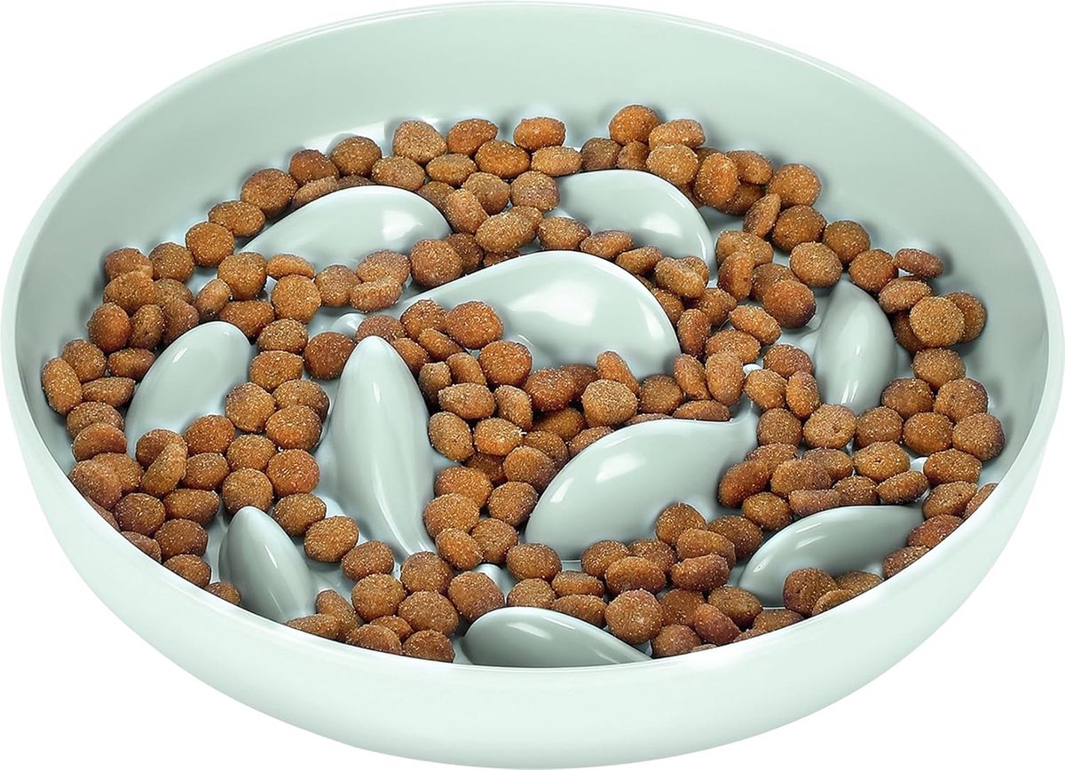 Slow Feeder Kattenvoerbak, Verhoogde Rand Morsbestendig, Langzaam Etende Kattenvoerbak voor Natvoer/Droogvoer, Voerbakken voor Katten Slow Feeder Anti-braken Anti-slikken
