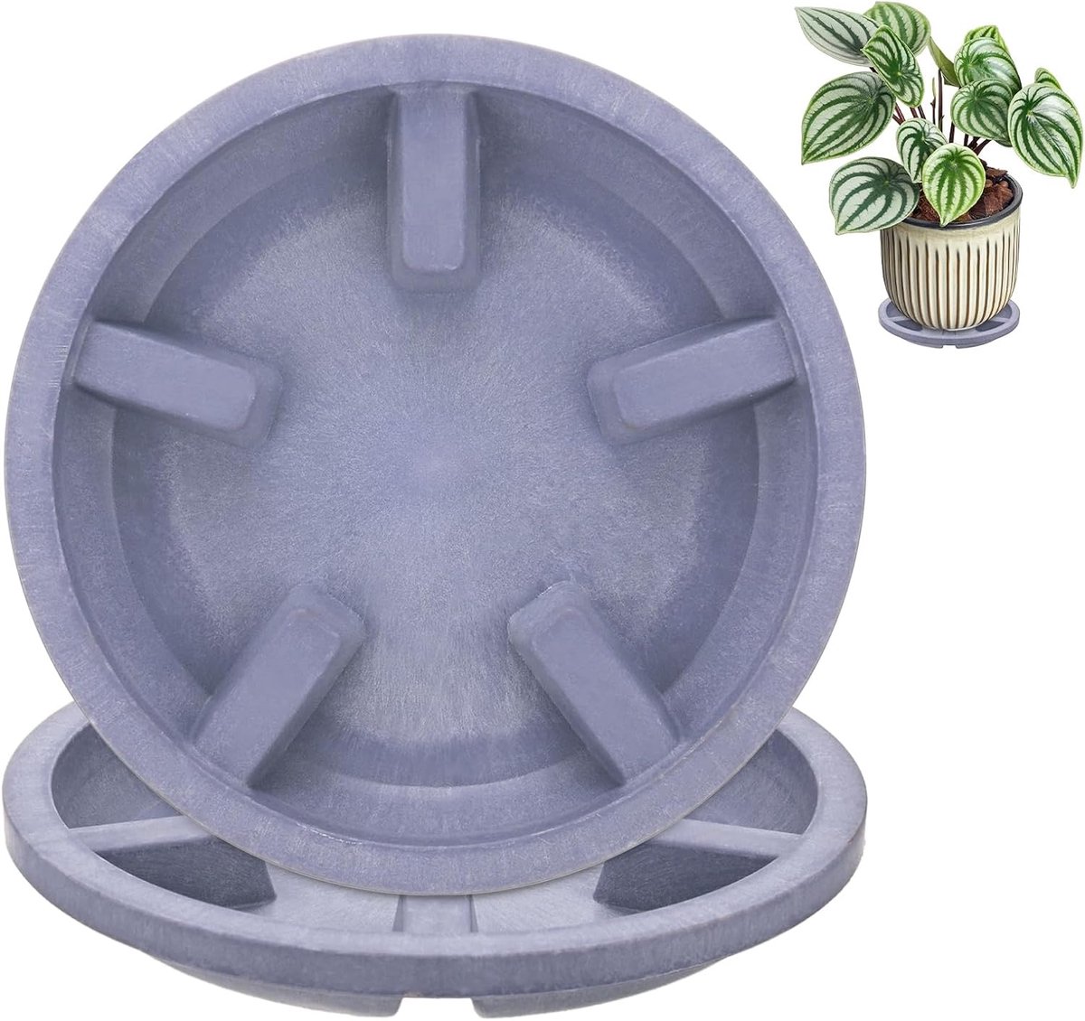 Schotels, 5 inch OD anti-rot wortel hars bloempot plantenschotels voor binnen/buiten, bloempot druppelbak [9,7 cm ID, paars]