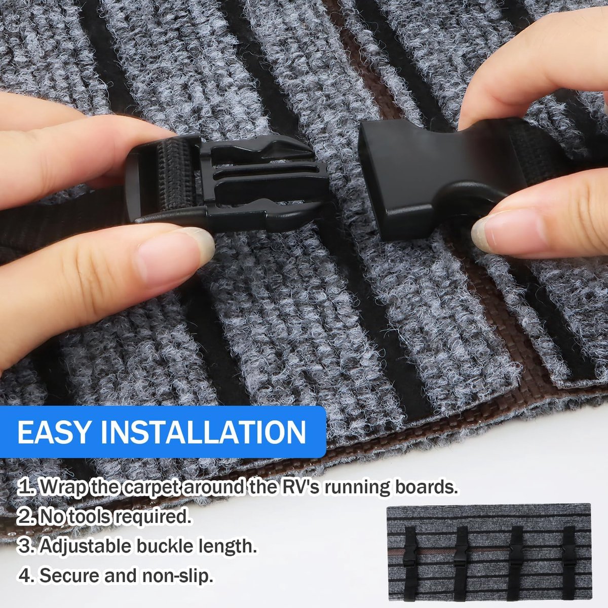 Antislip Trapmat voor Campers en Motorhomes - Verstelbare Gespen, Duurzaam en Veilig met Extra Grip