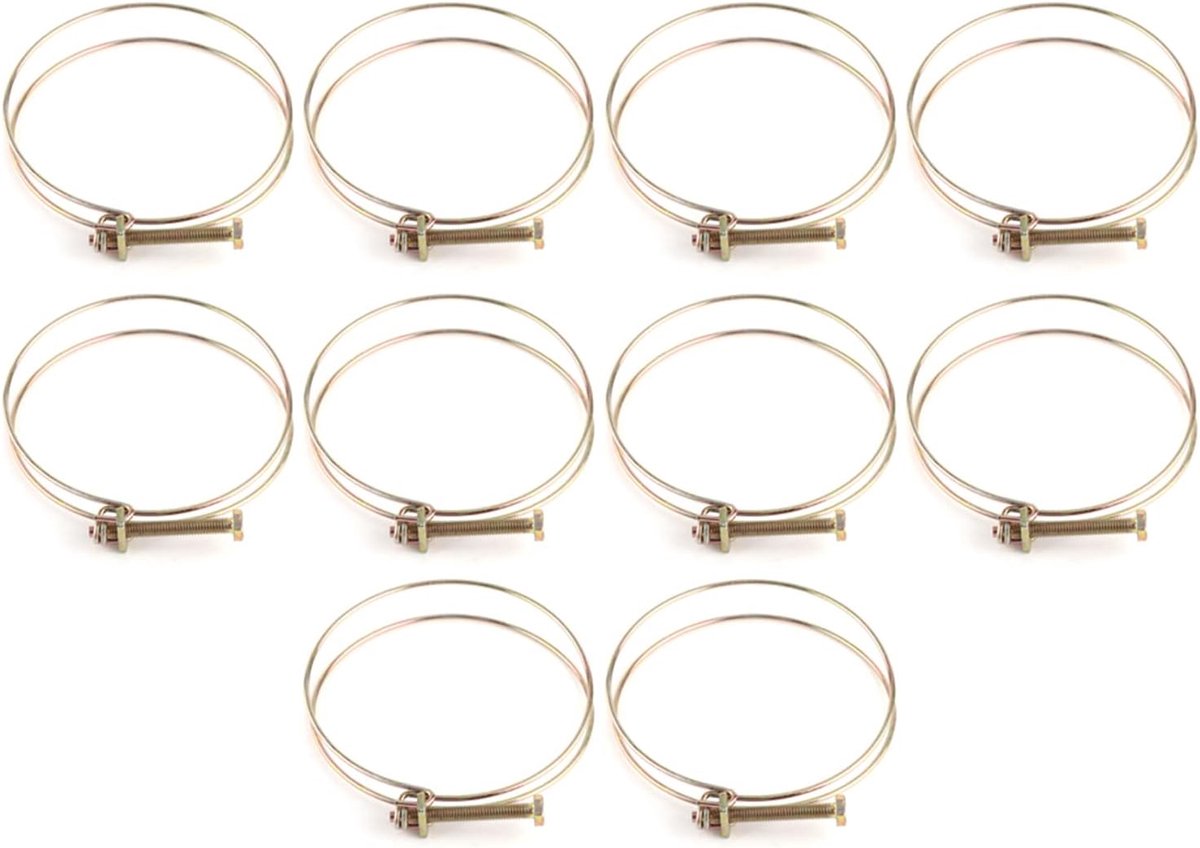 10 stuks verstelbare dubbele draad waterslang Barb klem buis clip hoepel sanitaire sluiting (100mm (94-100))
