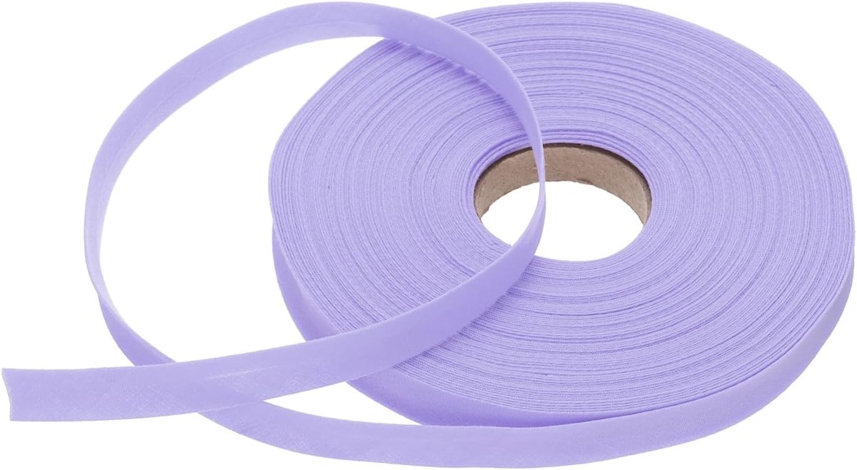 Biaisband met een vouw, doorlopende biaisband van polyester en katoen, voor naaien, knutselen, bindingen, stof, zoom handwerk (lichtpaars, 23 m)