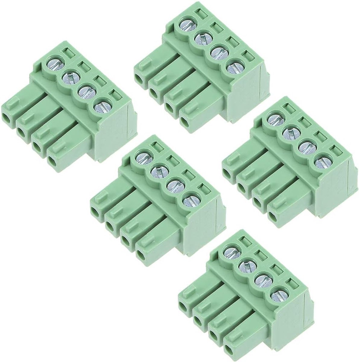 sourcing map 5 stuks toonhoogte 4P inschuif PCB klemrail stekker groen AC300V 8A 3.5mm de