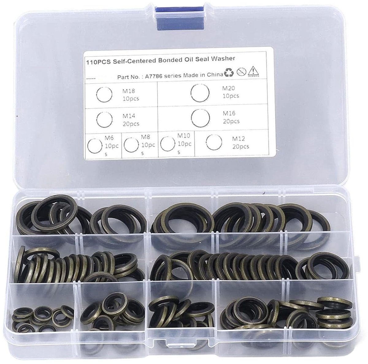 Seal Washer 110 Pcs Bonded Seal Dowty Washer M6 M8 M10 M12 M14 M16 M18 M20 Pakking Assortiment van Metalen