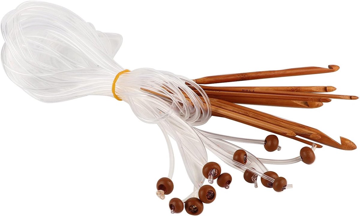 Haaknaalden Set Met Kabel, Tunesische Haaknaalden Set, Ontharingsverwarmer, Tunesische Haaknaald 12 Stuks Verkoolde Bamboe Afghaanse Tunesische Haaknaalden Set Tapijt