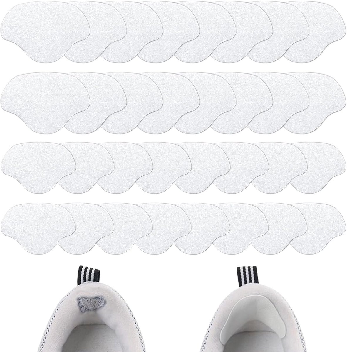 16 paar reparatiehakken, zelfklevende patches voor gaten, reparatieset voor leren schoenen, hielbeschermers voor sneakers en schoenen met hoge hakken, 2 maten, wit