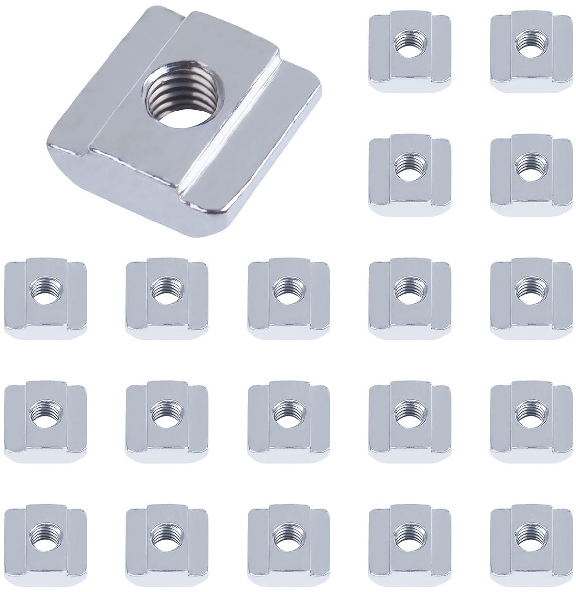 Set van 20 stuks Groef 6 - type B, M4 sleufmoeren set T-groef koolstofstaal T-groefset voor aluminium profiel extrusiesleuf 20-serie