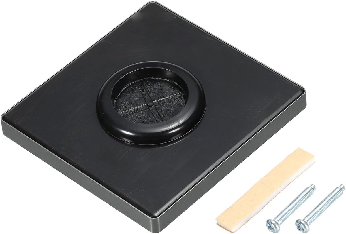 sourcing map Tule wandplaat, pc-decoratie, wandplaat met 1,2 inch rubberen kabel, doorloop, enkele bandplaten, houders, zwart, voor laagspanningskabel