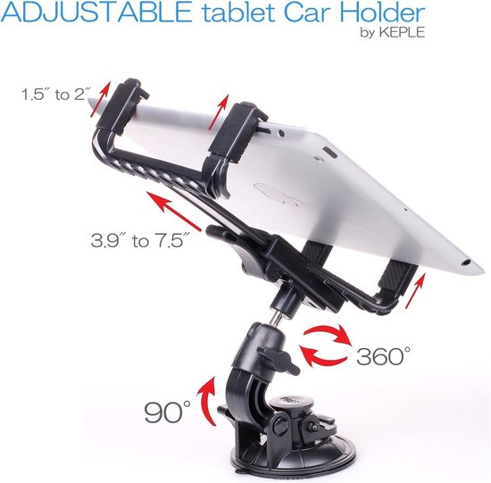 tablethouder, auto, 360 graden, autohouder, compatibel met Samsung Galaxy Tab Active/Note, Amazon Fire/Kindle Fire, Microsoft Surface Pro 4, Tesco HUDL, iPad, IdeaTab, Yoga (7-12 inch) — afbeelding 4