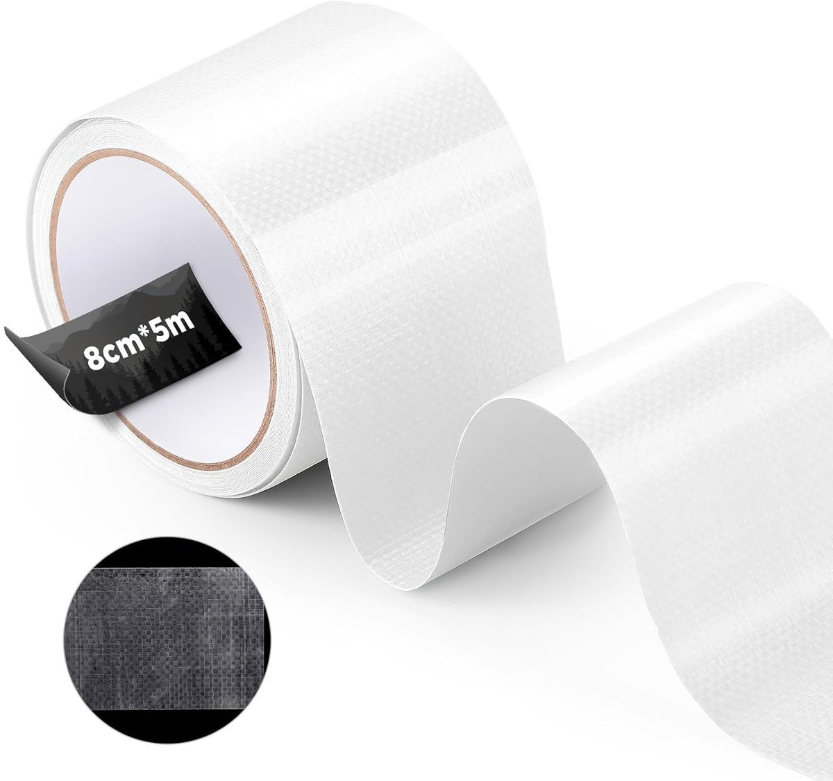 ecooe PE zeildoektape, reparatietape 5M x 8CM, waterdichte tape voor tent, parasol, paviljoen, dekzeil, vrachtwagenzeil, luifel, luifel, tentreparatietape transparant