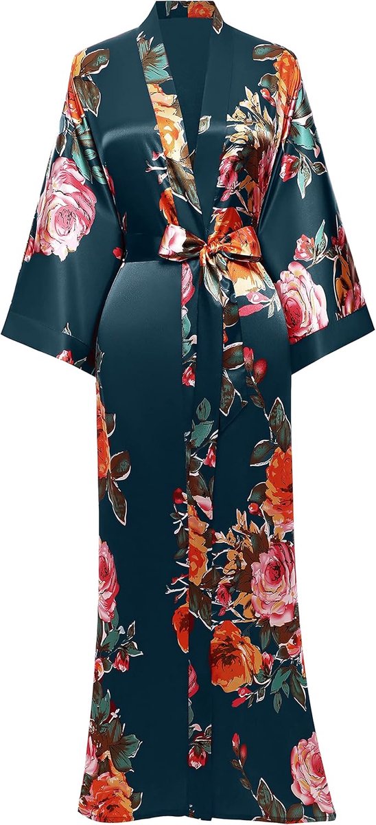 Kimono ochtendjas, kimono-gewaad met pauwenmotief, kimono-vesten voor vrouwen, bruiloft-meisjespyjama voor gezelligheidsbijeenkomsten van 135 cm