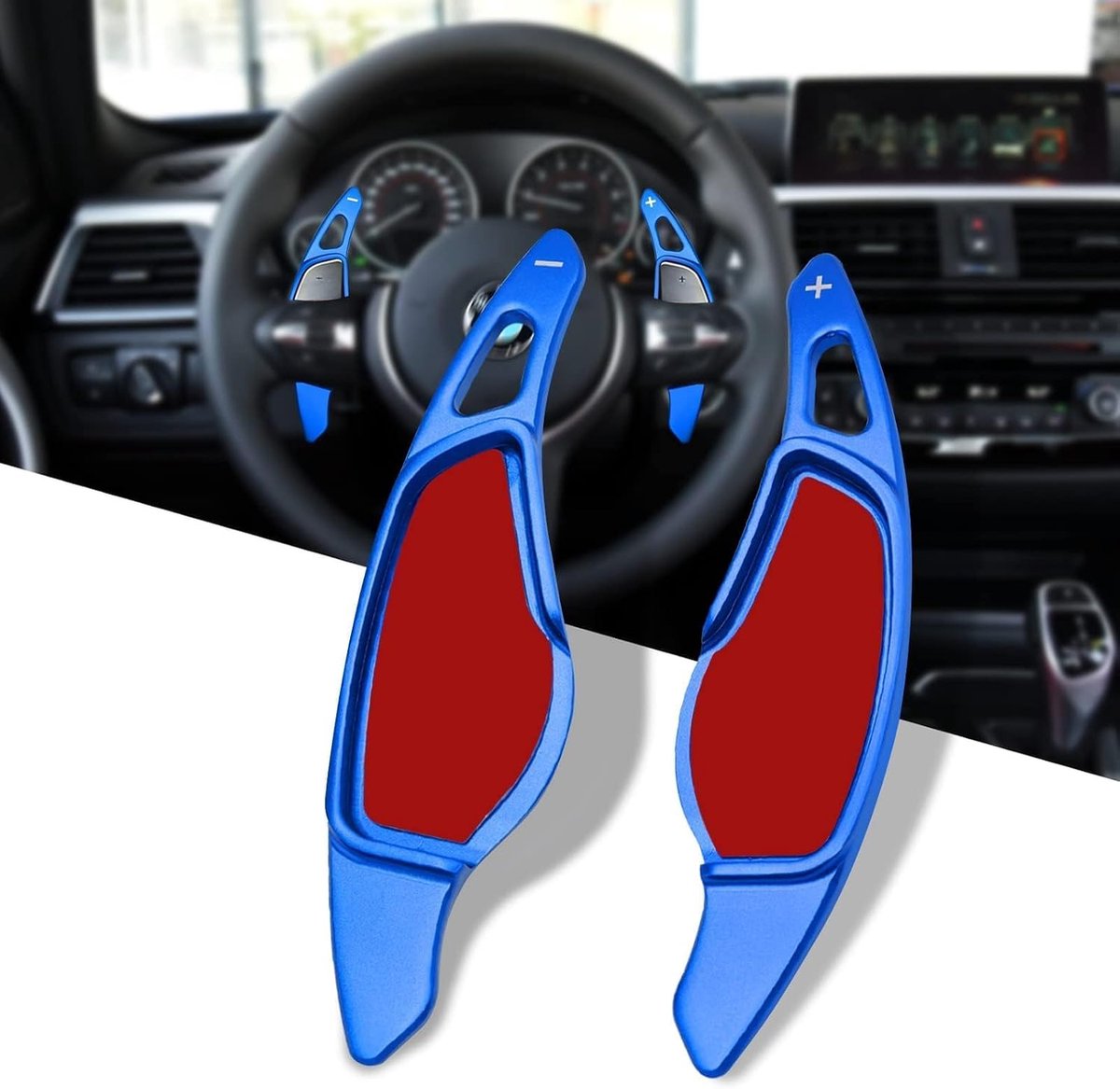 Compatibel met Paddle Shifter Extensions 3 4 5 6 7 8 X3 X4 X5 X6 X7 Z4 Serie Aluminium Stuurwiel Paddle Shifter voor G20 G22 G23 G26 G30 G32 G11 G15 G16 G14 G01 2 G06 G07 G29-Blauw