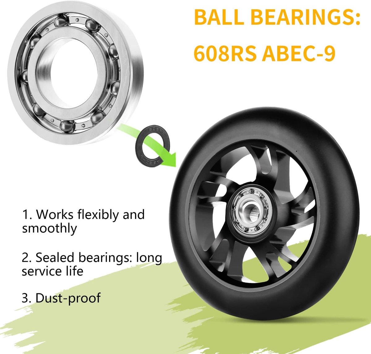 Stuntwielen 100 mm - set van 2 - polyurethane met ABEC 9 lagers - voor alle soorten scooters - SnelShoppen
