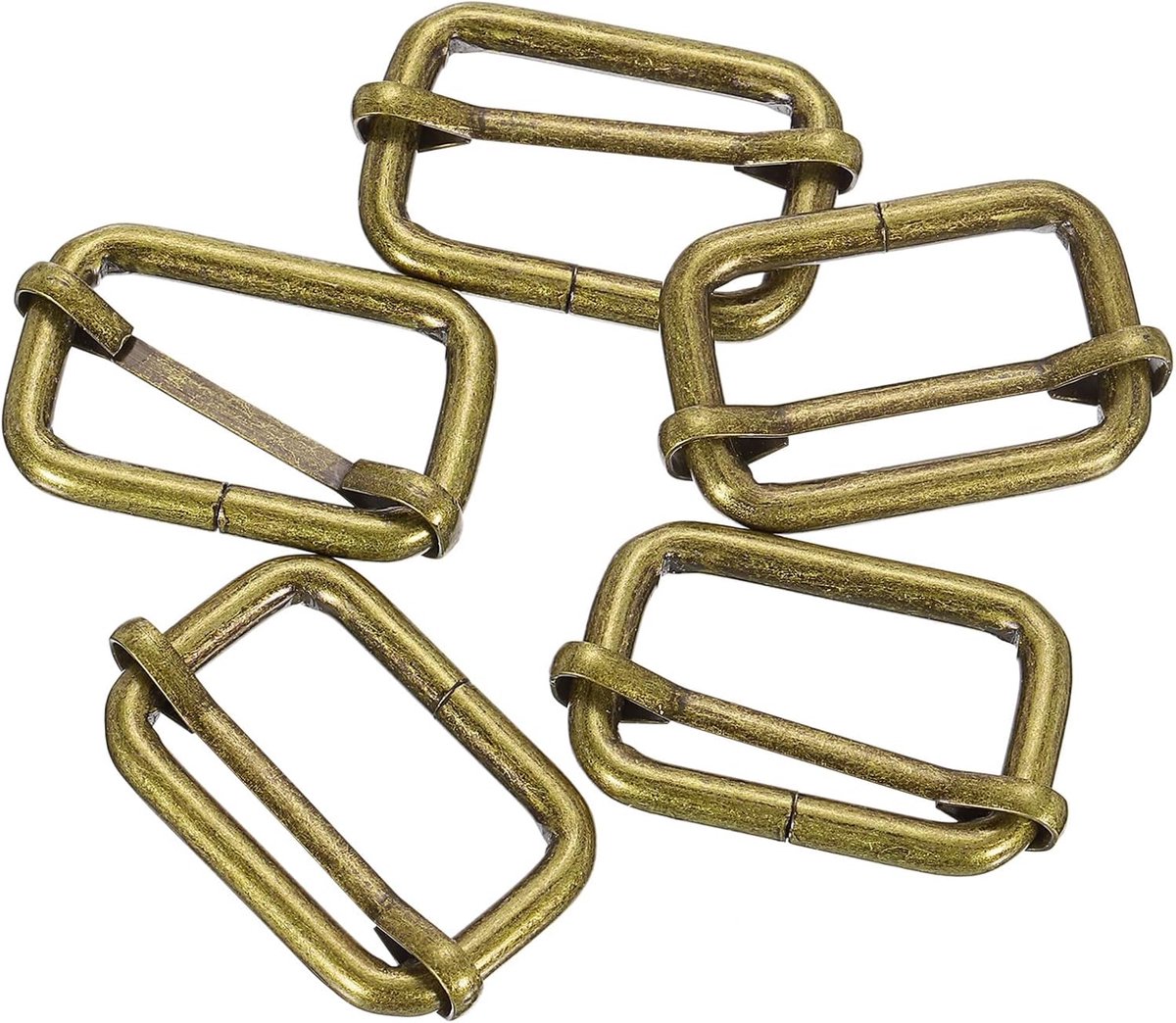 Schuifsluiting, 10 stuks, 1 1/4 inch, metalen tri-Glides schuif met beweegbare middenbrug, rechthoekige riemhouder voor vervanging van handtassendragers (brons)