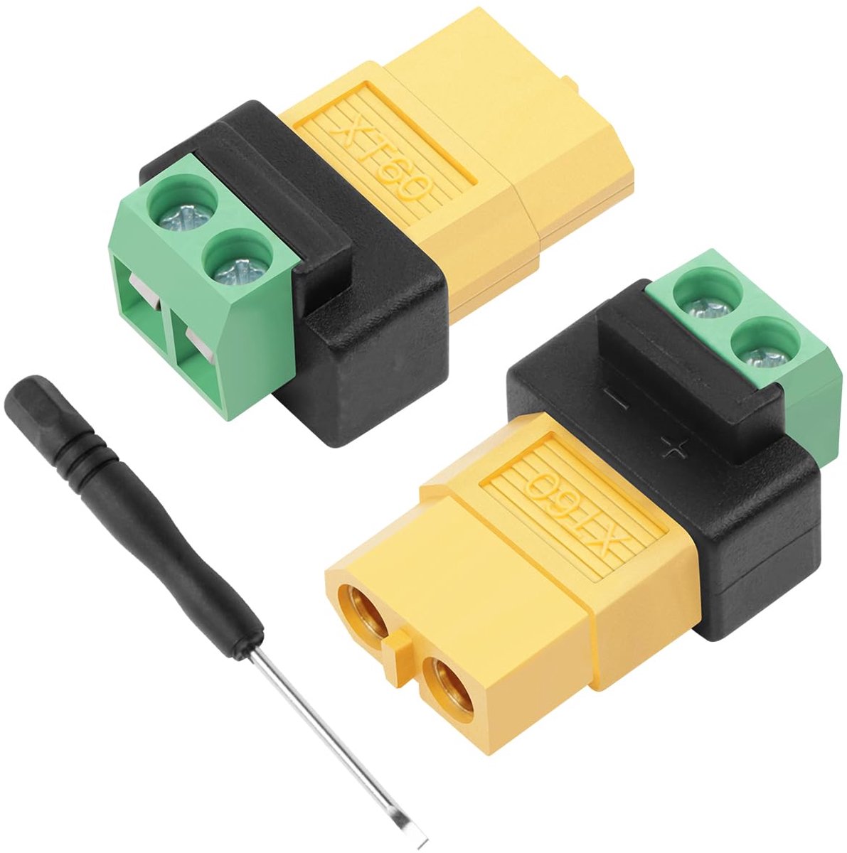 klemblokadapter, XT60 vrouwelijke 2-polige adapter zonder solderen voor zonnepaneel, drones, vliegtuigen, gebalanceerde oplader (verpakking van 2 stuks)
