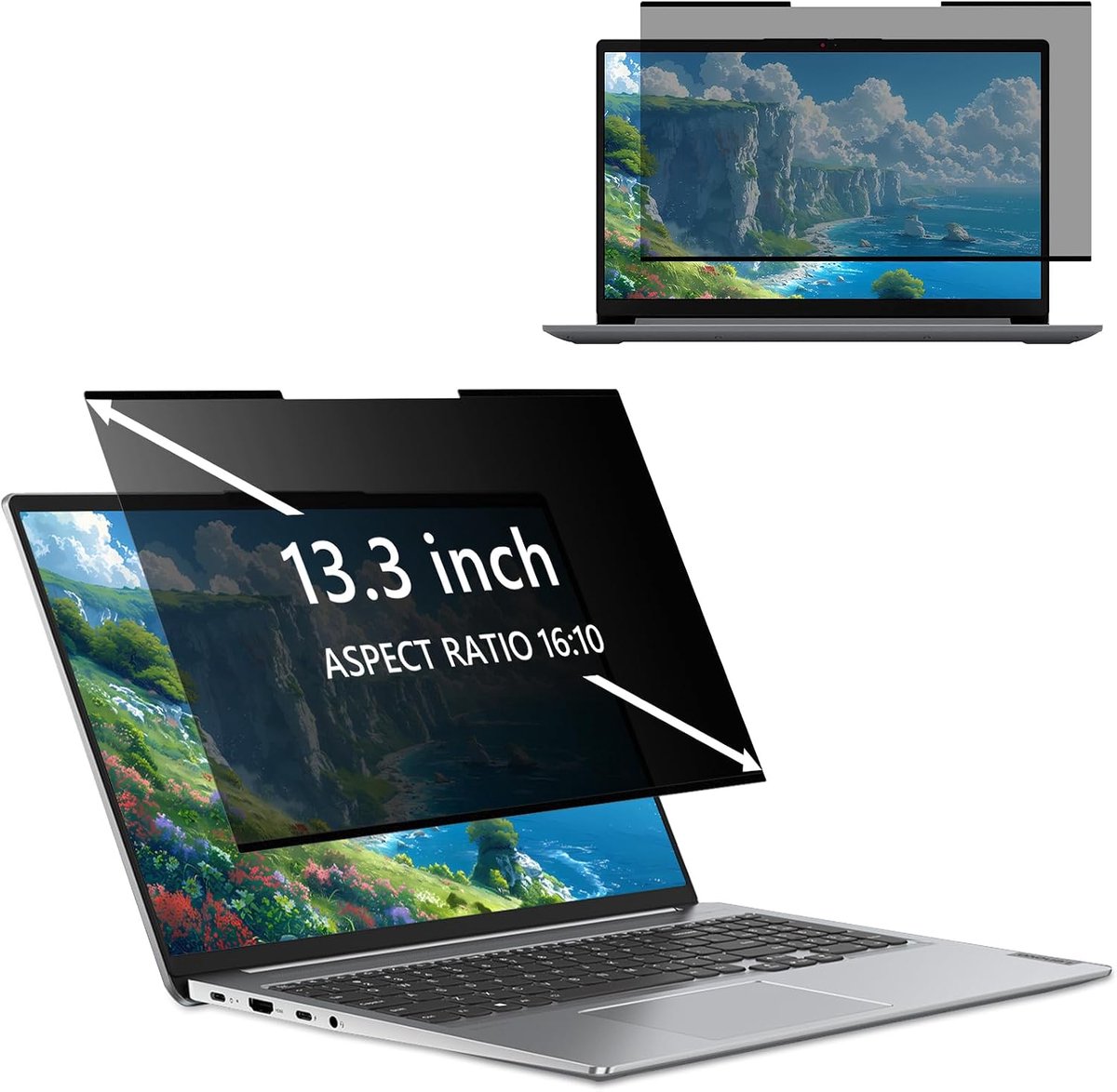 folie voor 13,3 inch laptop, anti-blauw licht, verblinding, privacyfolie, nano-hechttechniek, afneembare inkijkbescherming, privacy-filter, displaybescherming voor 13,3 inch, 16