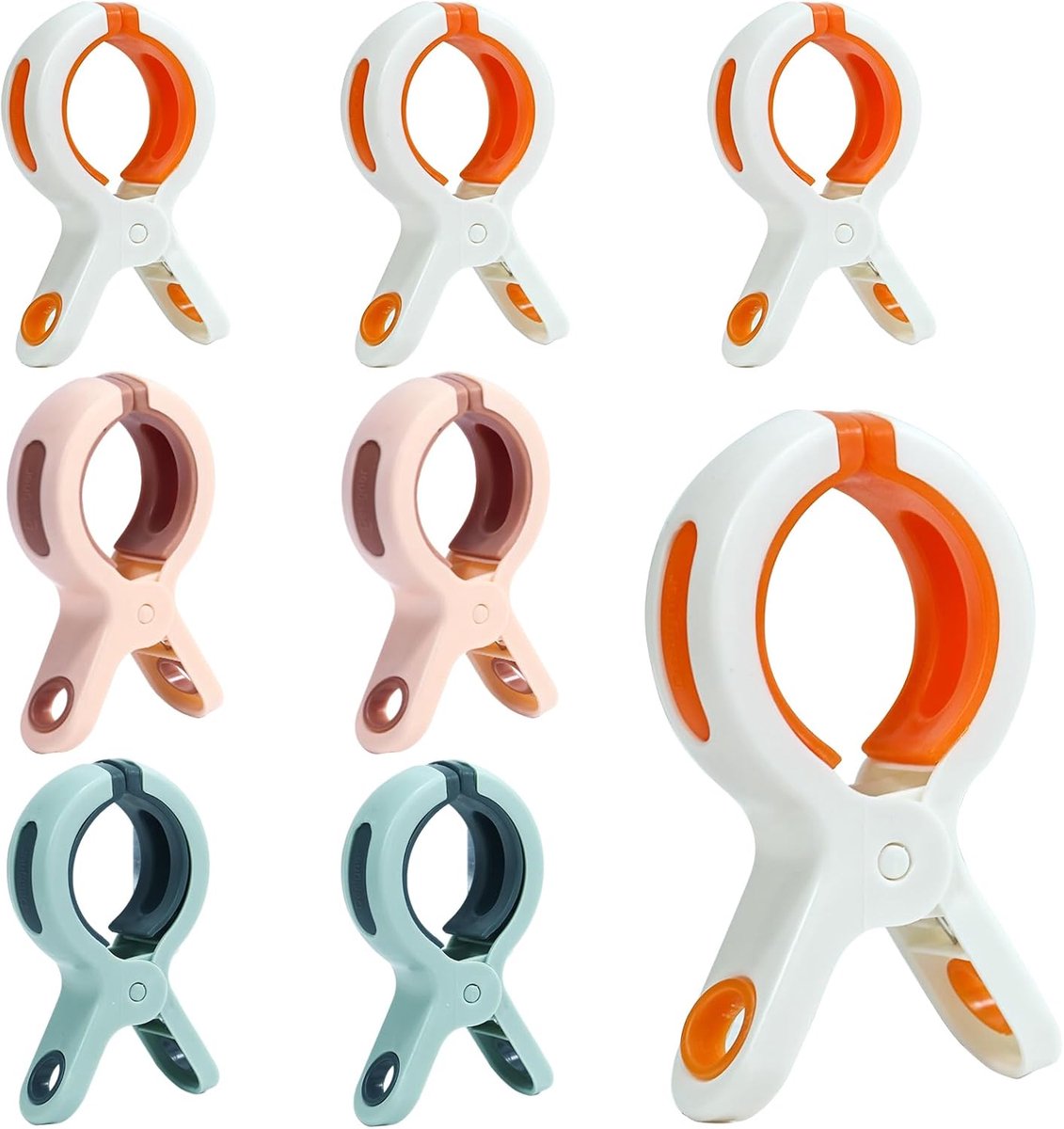 8 stuks handdoekklemmen voor strandstoelen, winddichte wasknijpers, antislip wasknijpers, groot, voor dagelijks wasgoed, badhanddoeken, beddengoed en dikke kleding