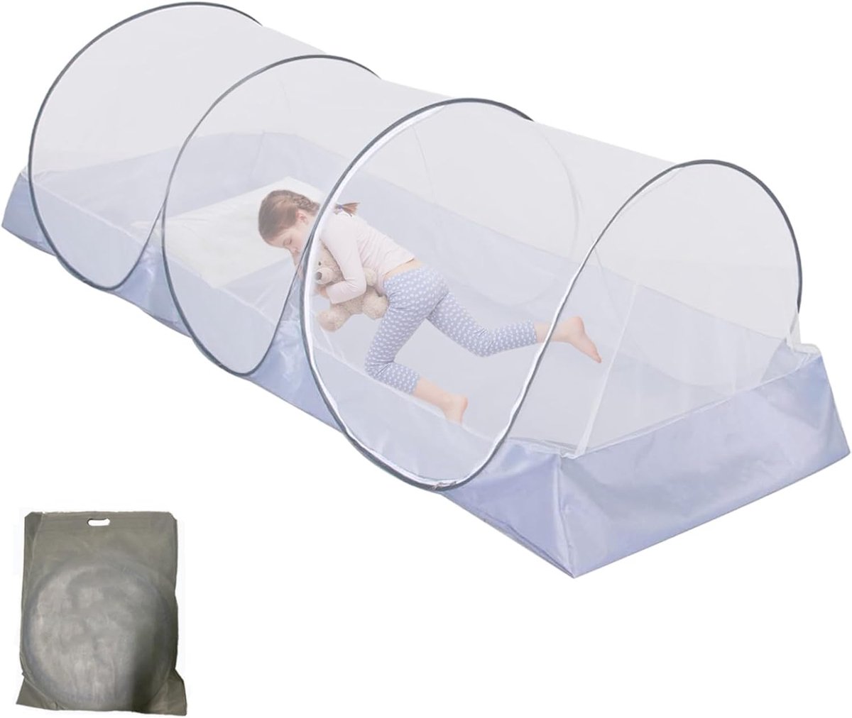 klamboe, 190 x 90 x 90 cm, pop-up, snel en draagbaar, campingtent, verdikte bedtent met ritssluiting, voor bed, stapelbedden, reizen, outdoor camping, hotels