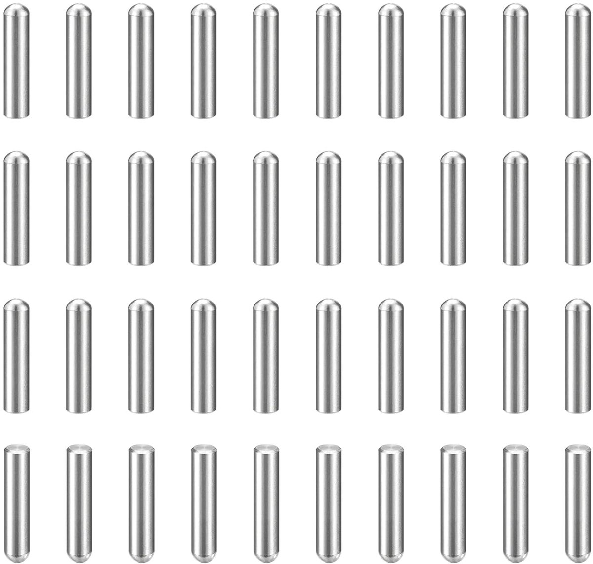 GB831 Plugstiften, 70 stuks, 4 mm x 18 mm, 304 roestvrij staal, cilindrische ronde kop, planksteunen, positioneringspinnen voor boekenkast, kast, meubelcomponenten, zilver
