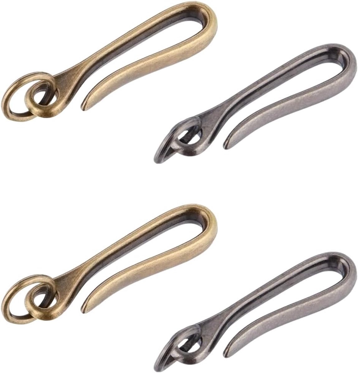 4 Stks U-vorm Haak Sleutelhanger Tibetaanse Sleutelhanger Zilver Brons Messing Japanse Vishaak Sluiting Sleutelhangers Springringen Legering Solid Antieke Gesp Riem Clip Pocket Houder voor