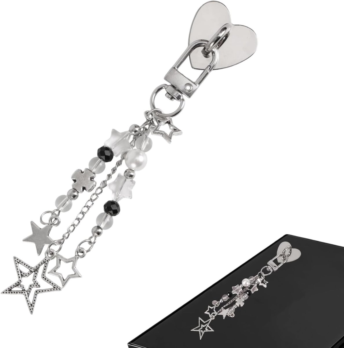 Bedelketting voor Kindle, Sterparel Sleutelhangerbedel met Haak Decoratieve e-Reader Sleutelhangeraccessoires voor Kindle Telefoondecoratie Vrouwencadeaus