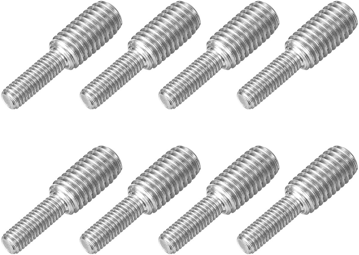 M5 x 15 mm tot M8 x 15 mm dubbelzijdige schroefdraadbouten, 8 stuks 304 roestvrij stalen schroefdraad reduceeradapter voor meubelmachinemontage bevestigingselement