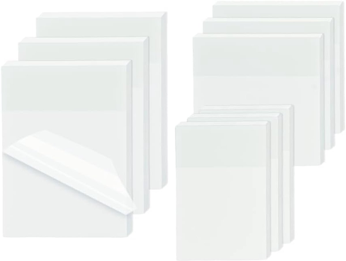 plaknotities, 450 vellen, 3 maten, transparante sticky notes, herbeschrijfbaar, transparant, waterdicht, voor schoolspullen, school, kantoor, thuis