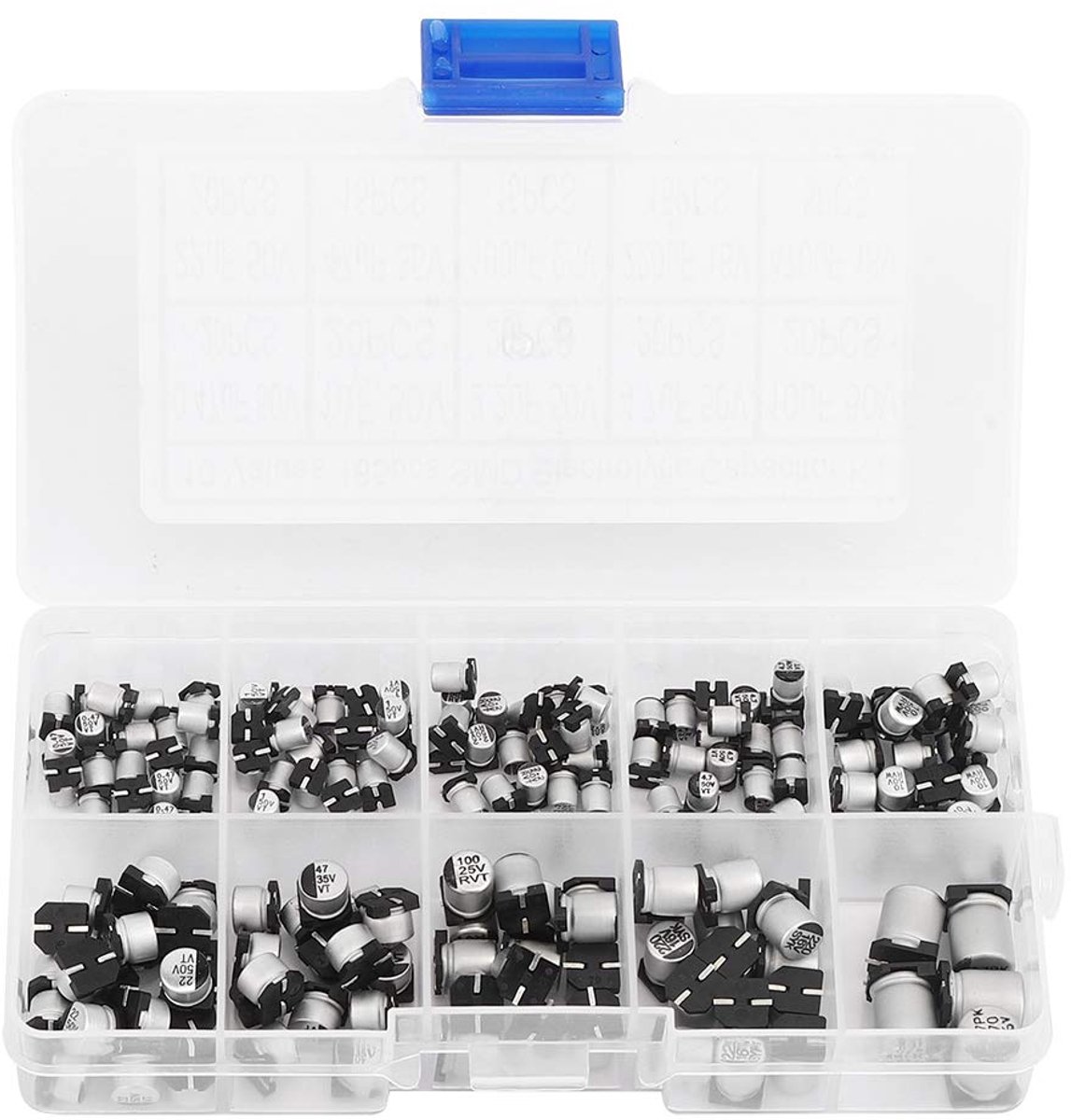 165pcs voor SMD aluminium elektrolytische condensator assortiment kit 0,47UF 50V 470UF 16V