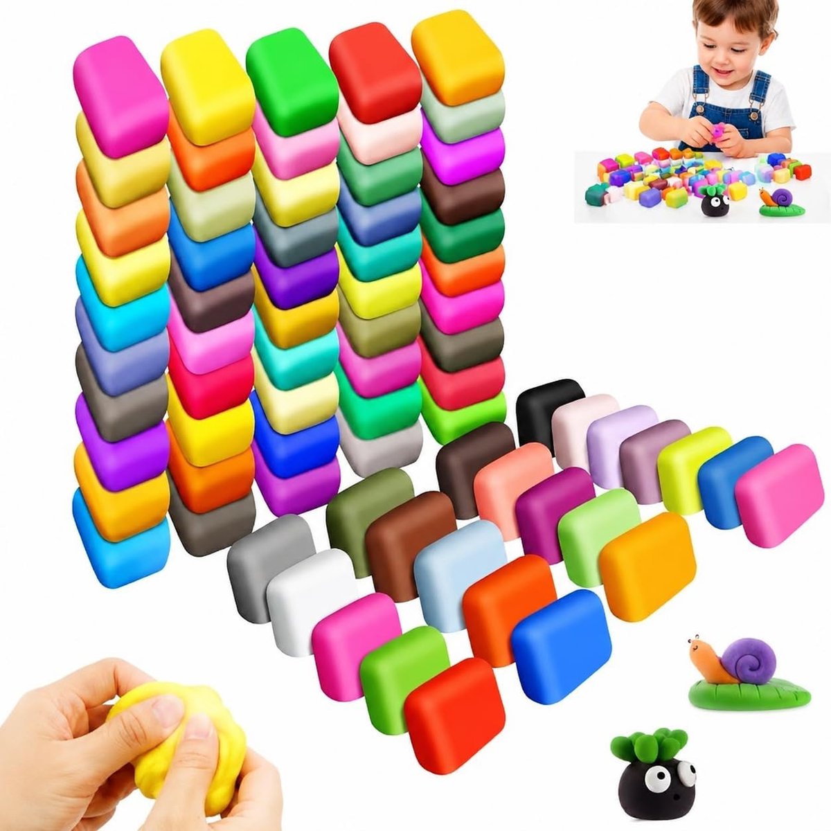 drogende klei set 72 kleuren Kinder boetseerklei Creatief handwerk pakket met accessoires Educatief speelgoed Cadeau voor jongens en meisjes