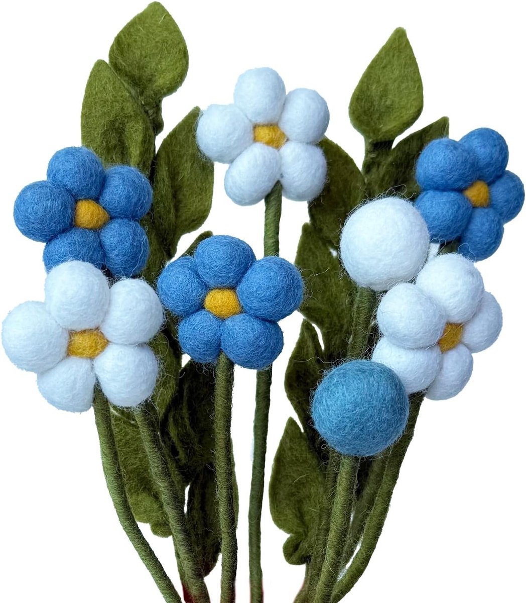 Boeket van handgemaakte vilten bloemen, eerlijke handel, duurzame decoratie van vilt, realistische kunst- textiel-viltbloemen, stofbloemen, vilten bloemen, fina