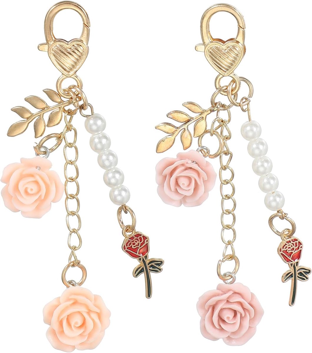 2 stuks sleutelhangers hangers roze kwastje bedel voor tassen voor vrouwen roze/lichtpaars