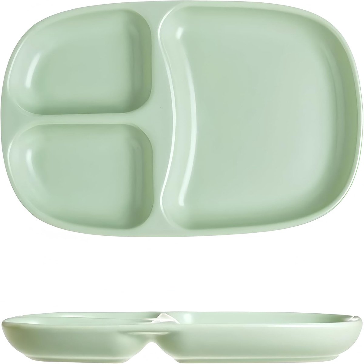 Rechthoekige Bord,24,7cm/9,72in groen met smiley-vorm, ideaal voor kinderen, studenten, fitness en gewichtsbeheersing,Oven- en magnetronbestendig