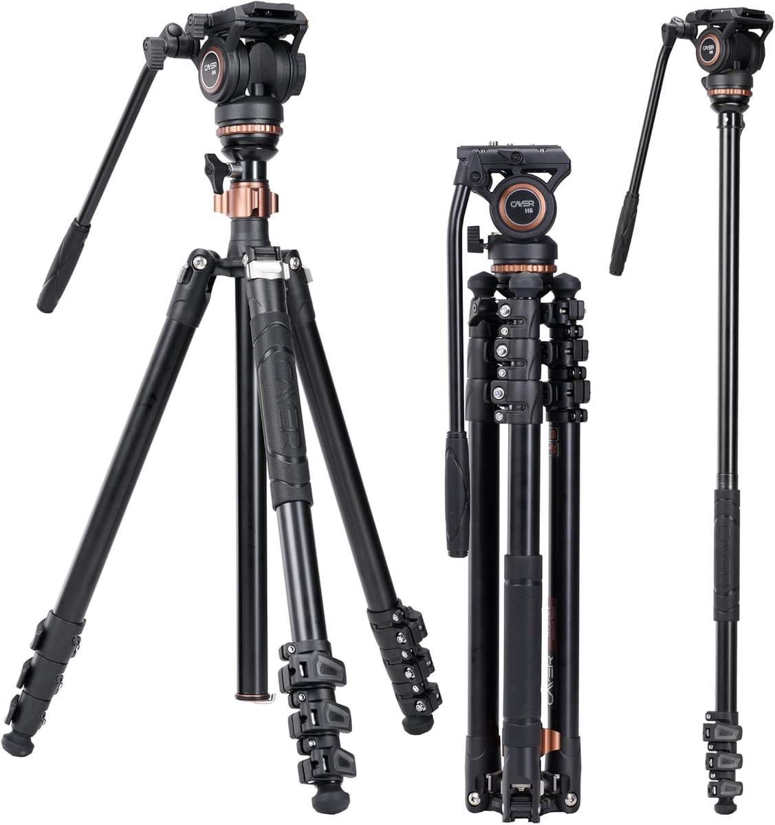 Videostatief Monopod Kit 67 Inch - Aluminium telescopisch - Professionele hydraulische kop - SnelShoppen