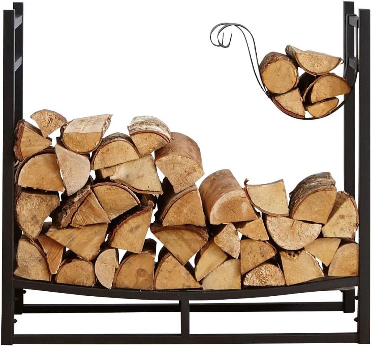 Brandhout Opslag - Houtrek Staal - Binnen en buiten - Gepoedercoat staal - 150cm x 40cm - Zwart