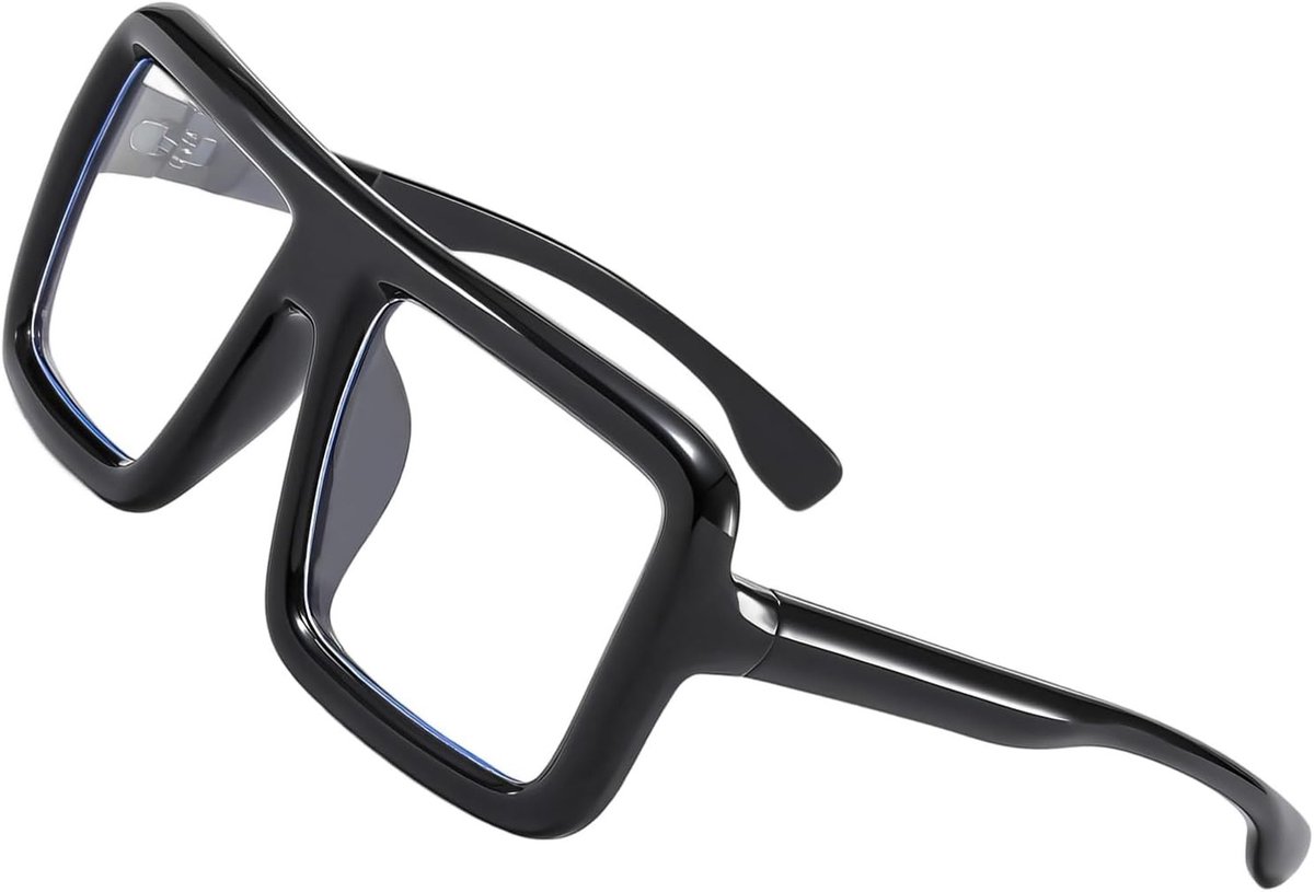 Stijlvolle Neppetjes met Grote Zwarte Hoekige Montuur en Blauw Lichtfilter voor Cosplay en Dagelijks Gebruik, Unisex Design voor Computer en Kantoor