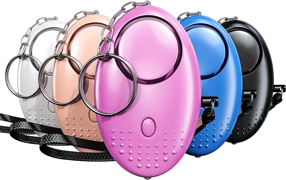 SnelShoppen - Persoonlijk alarm voor noodgevallen 5 stuks, 140 dB zelfverdediging alarm met led-zaklamp voor kinderen, vrouwen, senioren, studenten, v