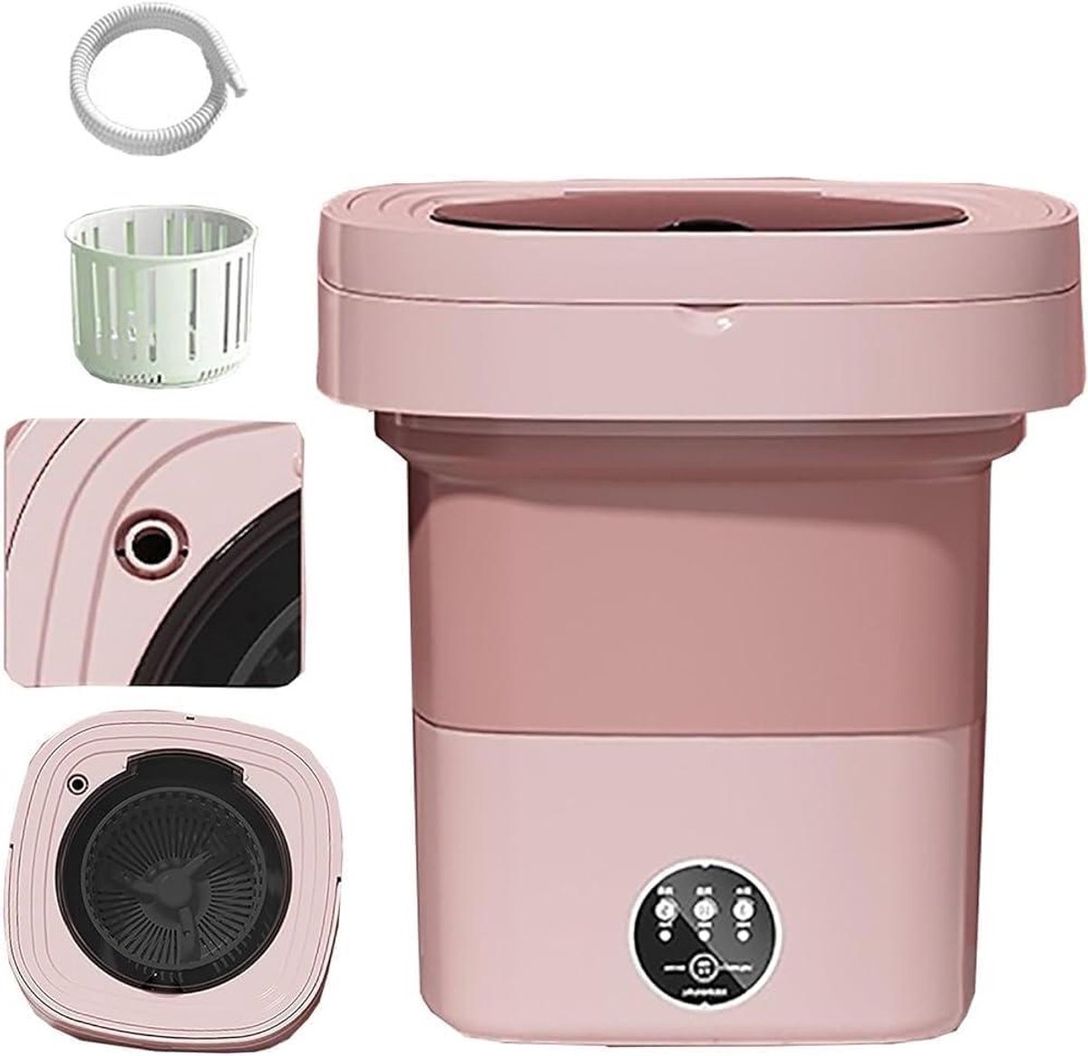 Draagbare wasmachine Mini opvouwbaar Reizen en camperen Energiezuinig ontwerp 15 liter capaciteit Wit
